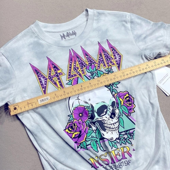 Bludgeon Riffola Ltd. Def Leppard Hysteria Gray Wash Jr Knot Tie Tee Size L - Picture 2 of 5